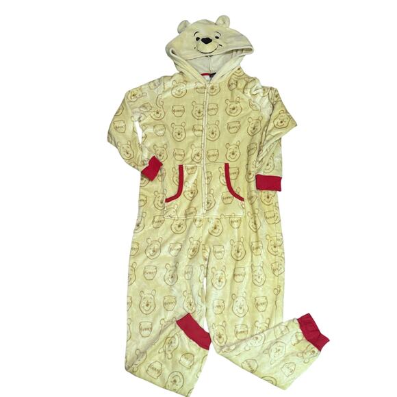Disney Winnie the Pooh Union Suit Hooded Zip Up Pajama Sleepwear Plus Size 3X - Picture 2 of 6